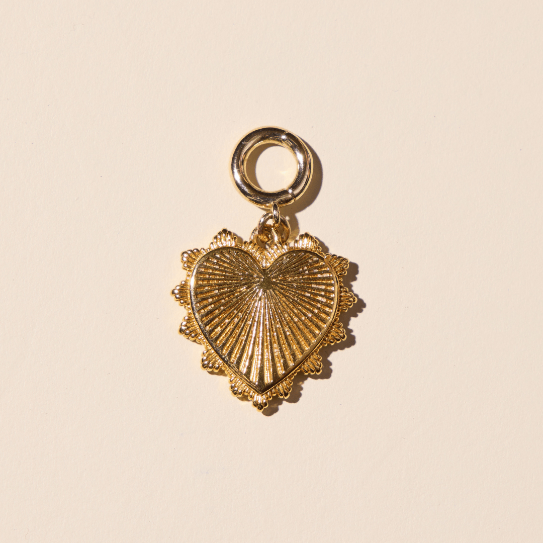 Red Bandana Necklace: Gold Oversized Heart Charm / Red