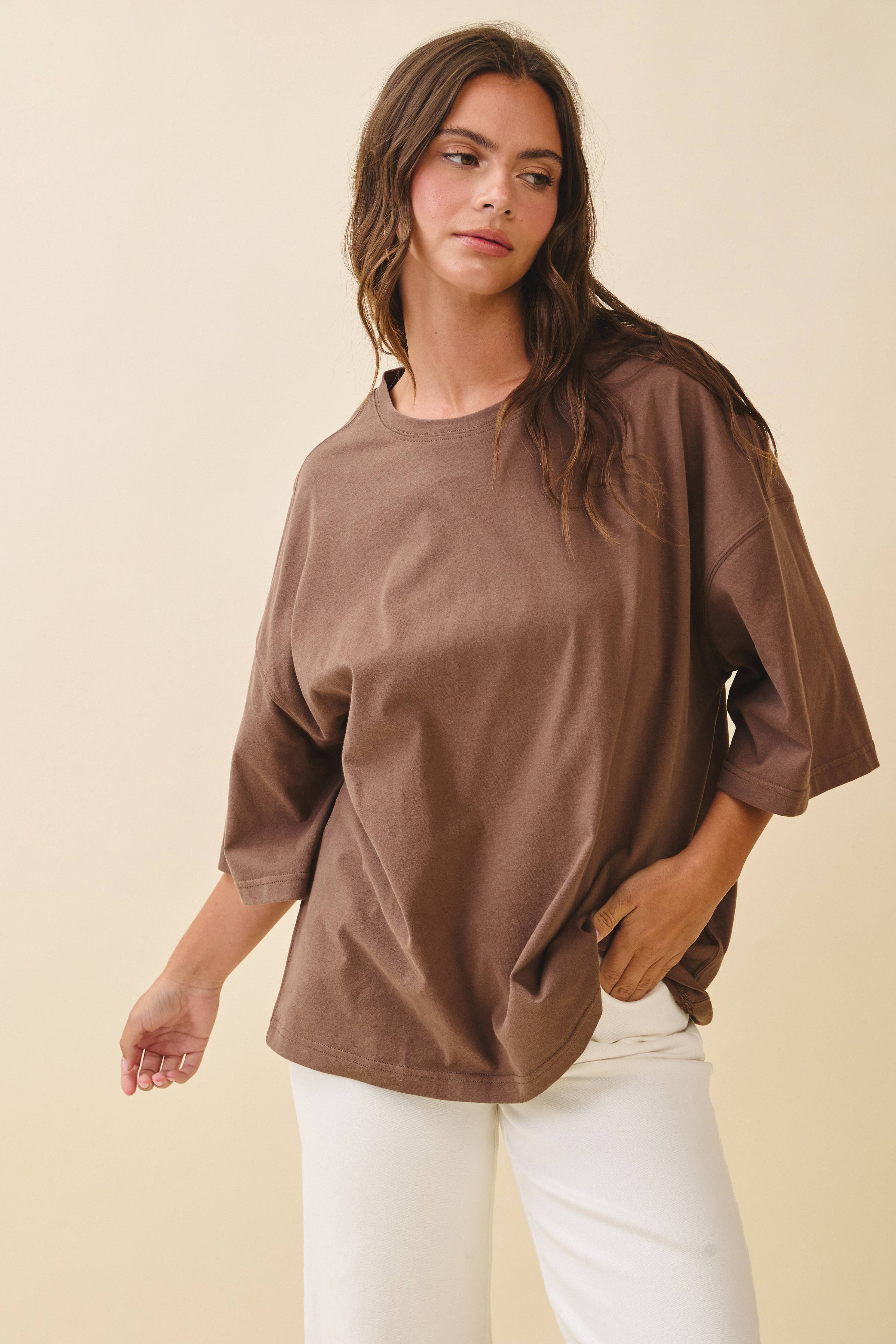 Oversized Everyday Cotton Tee Chocolate