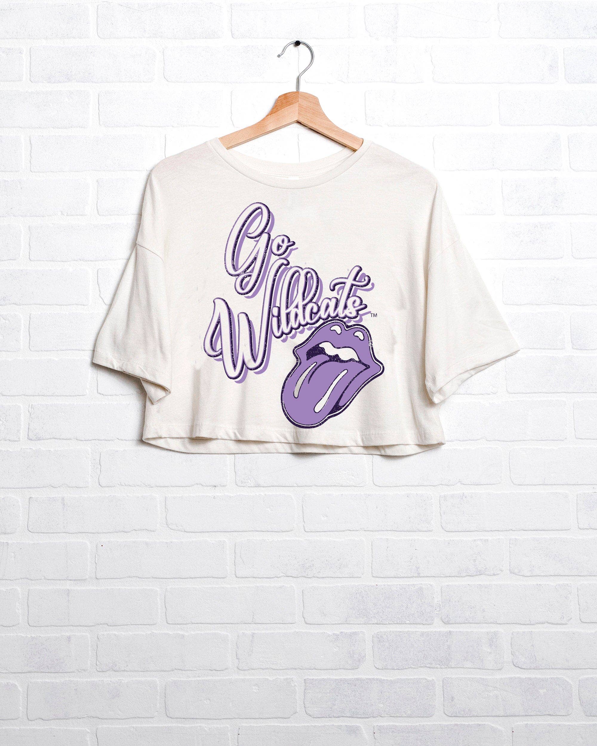 Rolling Stones KSU Wildcats Malibu Puff Ink Cropped Tee: L
