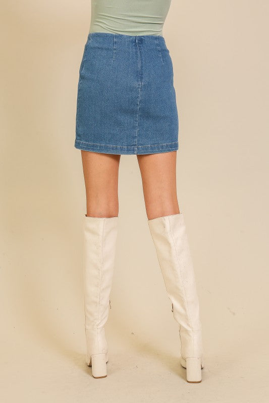 Rodeo Nights Stretch Denim Skirt