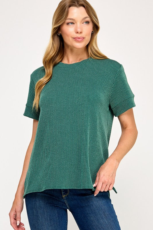 Basic Ribbed Tee Huntergreen