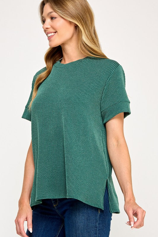 Basic Ribbed Tee Huntergreen