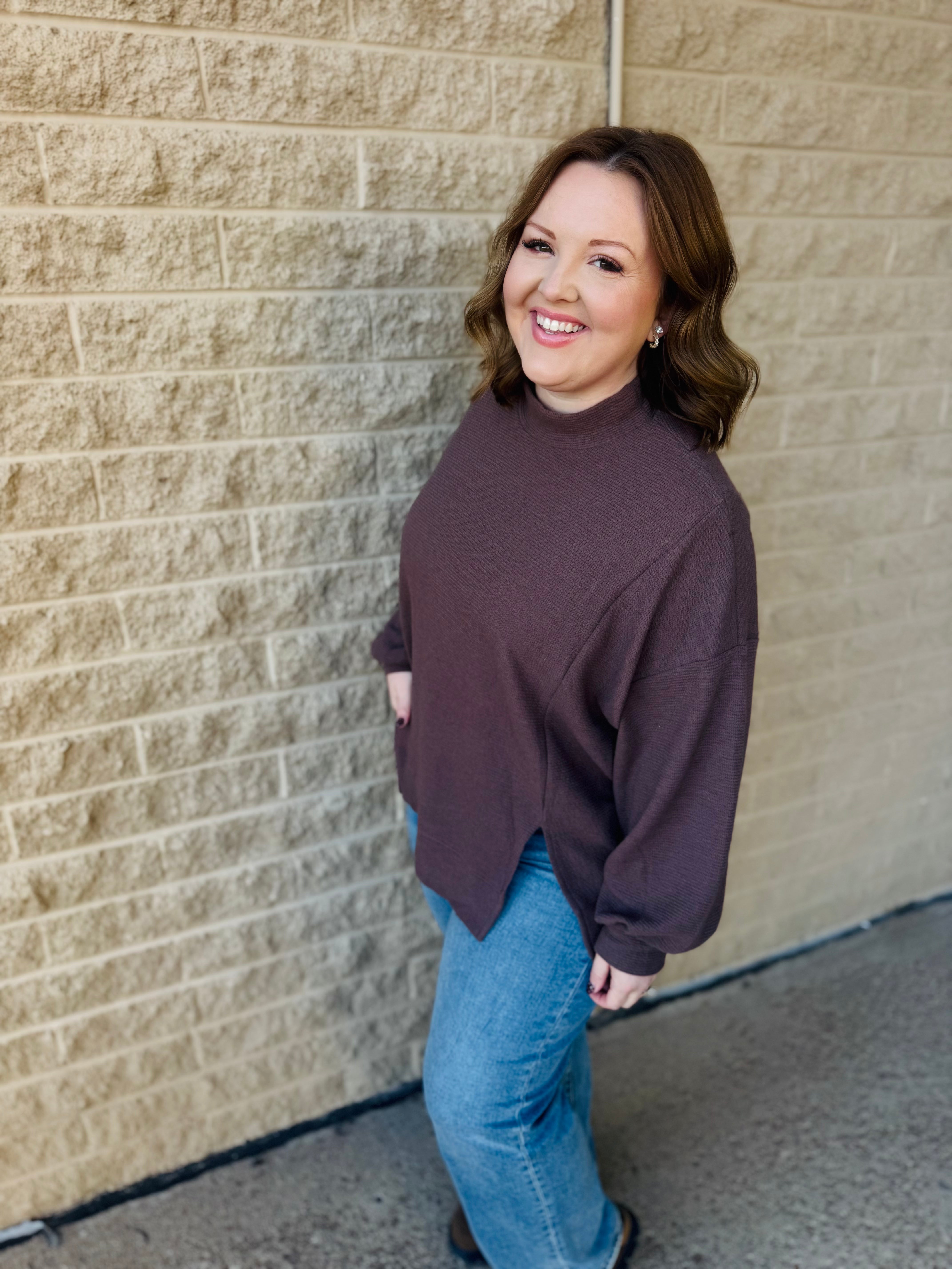 Cloudburst Mock Neck Brown