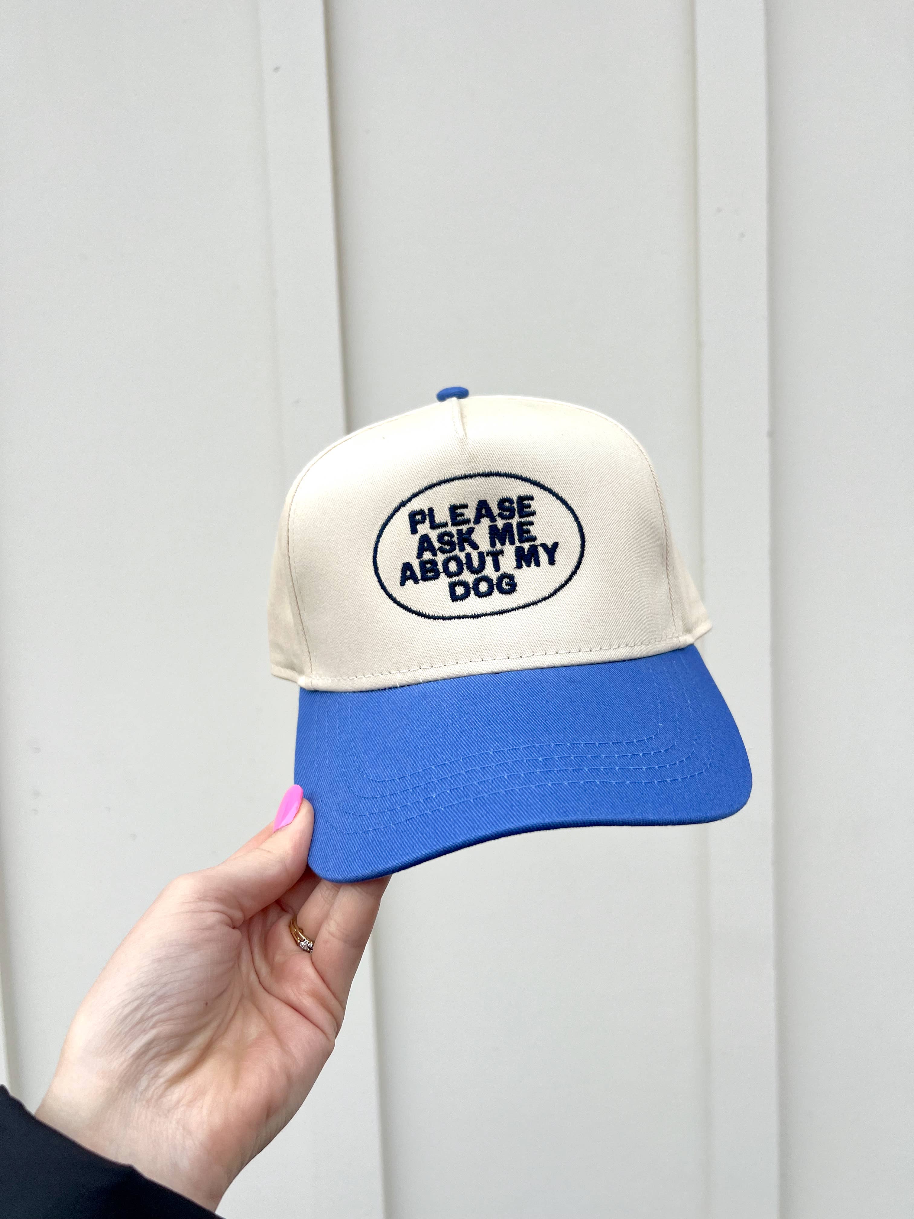 Please Ask Me About My Dog Embroidered Hat - Navy
