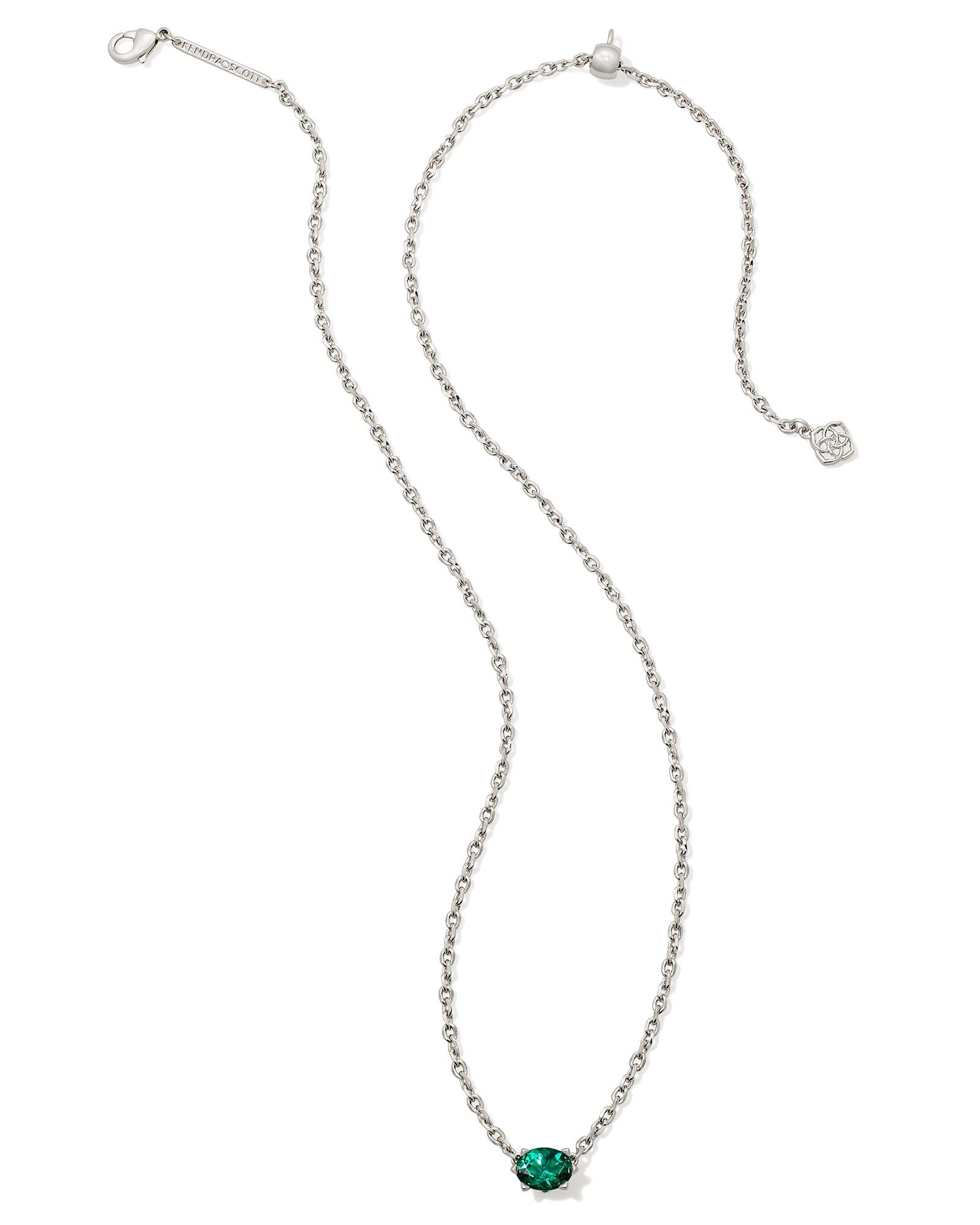 Cailin Crystal Pendant Necklace in Silver & Green