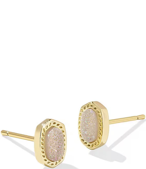 Mini Ellie Stud Earrings in Gold Iridescent Drusy