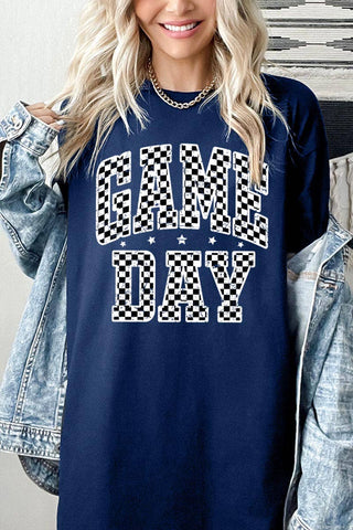 Checkered Game Day Graphic Heavy Cotton Tee Black