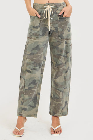 Risen | Camo Slouchy Barrel Pants - Sugar Co.