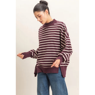 Cozy & Striped Mock Neck