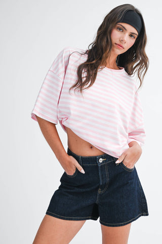 Sugar Stripe Tee: Pink