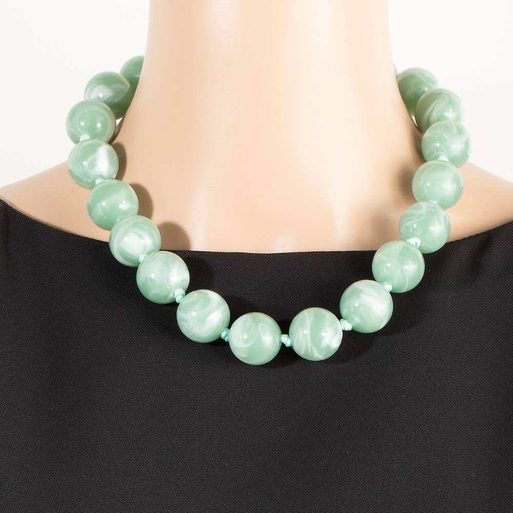 Large Marble Resin Beads Necklace Pink