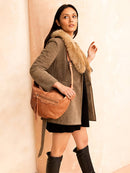 Leigh Distressed Hobo Bag: Black