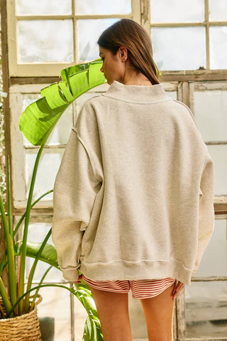 WWJD Embroidered Mock-Neck Sweatshirt