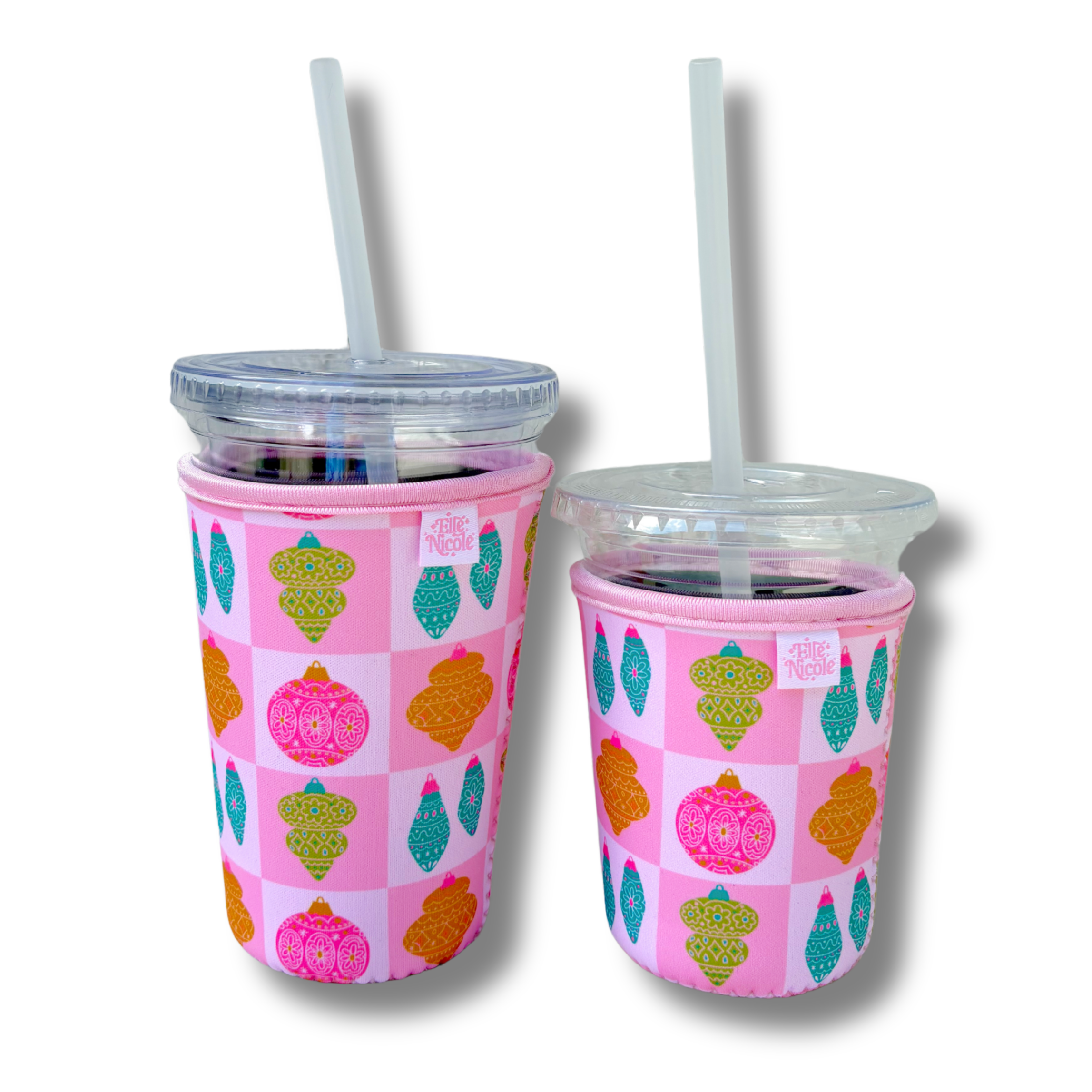Coffee Cup Cover - Christmas Ornaments - Iced Drink Sleeve : Large / 24oz