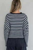Piper Cardigan - Striped: Ivory-Black