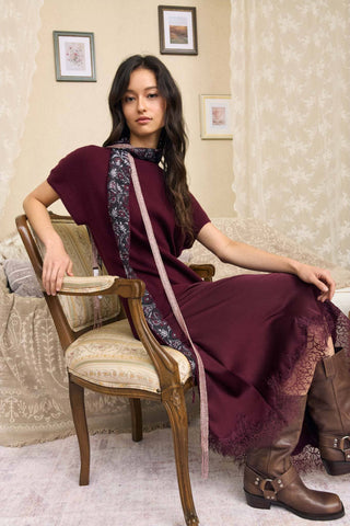 After Hours Lace Midi Dress Burgundy