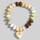 Heart Charm Mixed Marble Resin Bracelet