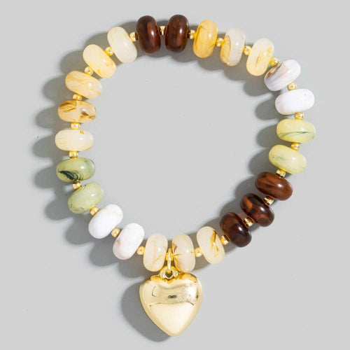 Heart Charm Mixed Marble Resin Bracelet