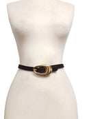 Genuine Suede Belt with Gold Tear Drop Buckle: Brown