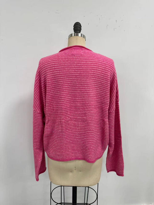 Piper Cardigan: Pin Striped Bubblegum