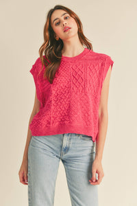 Mixed Cable Knit Sweater Vest