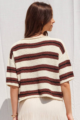 Harlow Striped 3/4 Sleeve Sweater