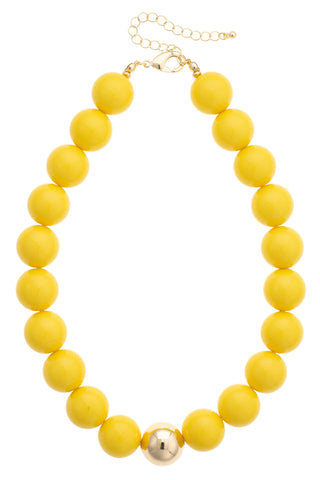 Marjorie Game Day Gumball Beaded Necklace: Yellow