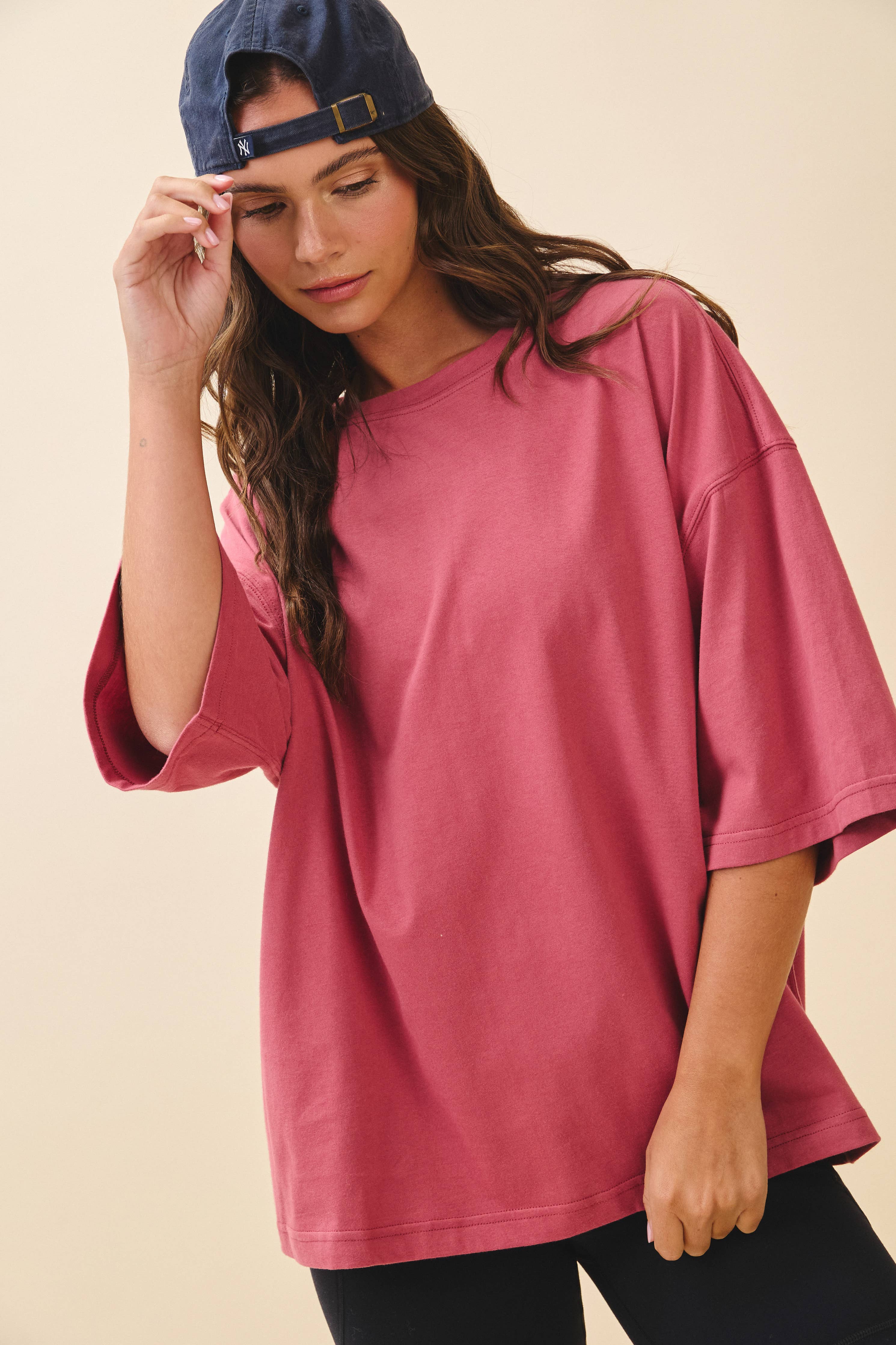 Oversized Everyday Cotton Tee Merlot