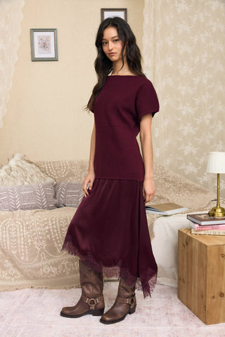After Hours Lace Midi Dress Burgundy