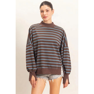 Cozy & Striped Mock Neck