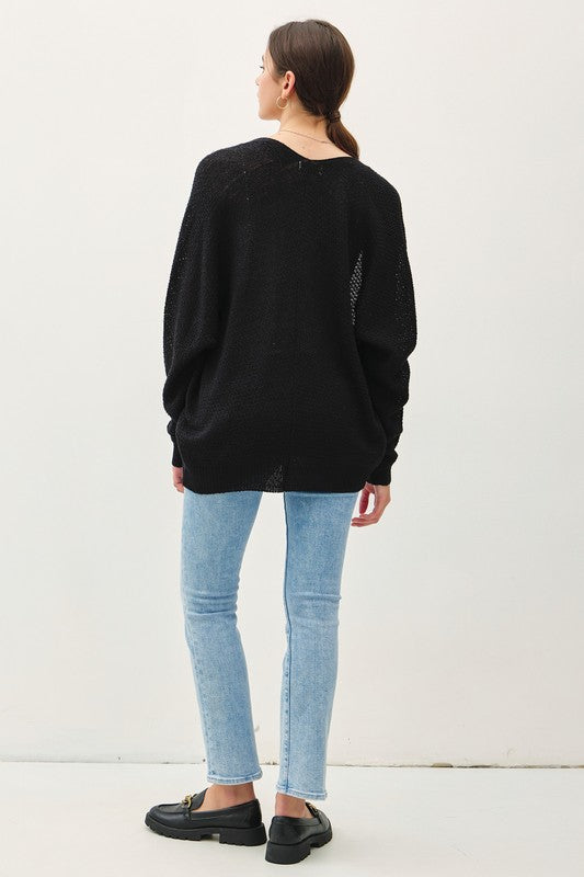 Basic Crochet Cardigan Black