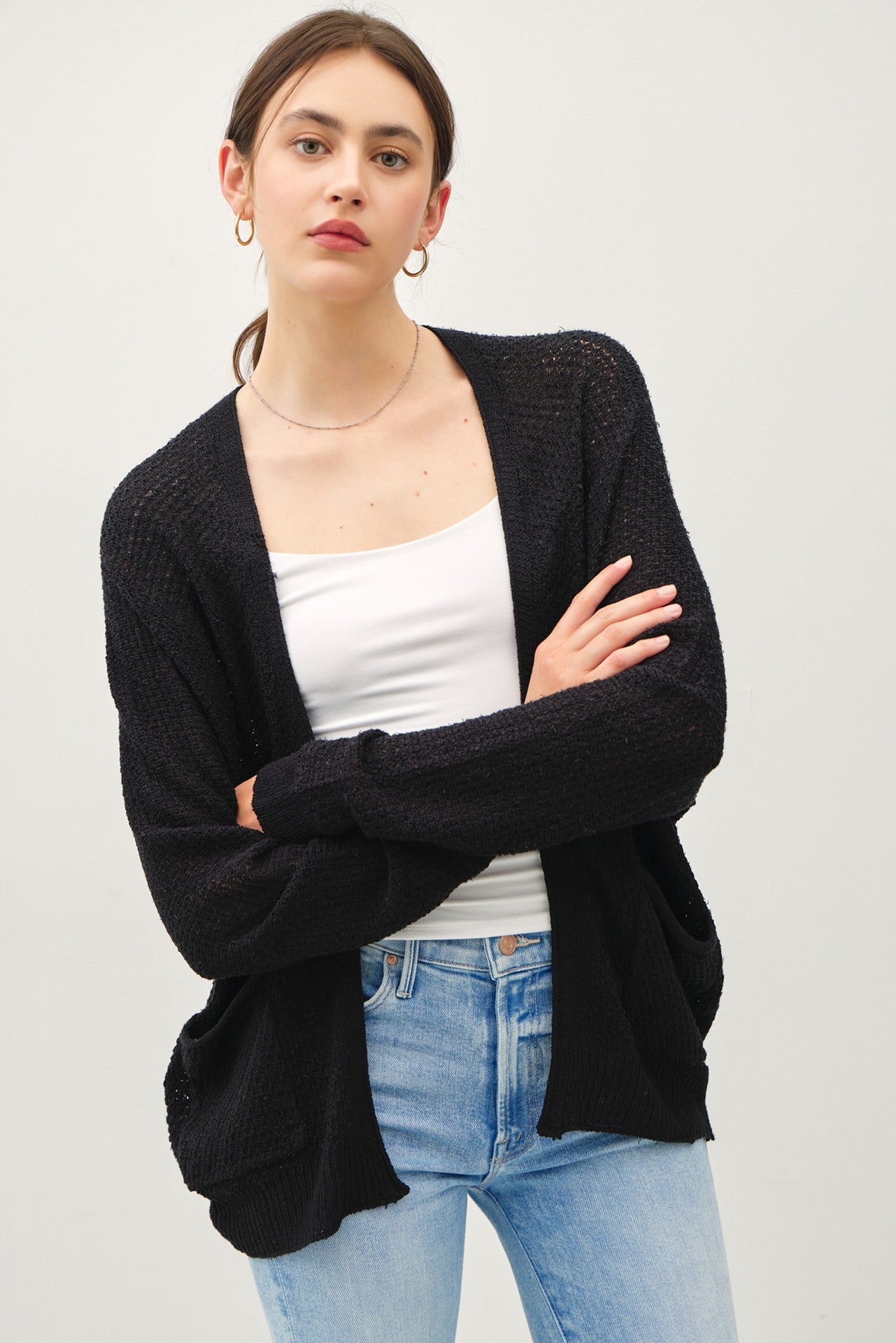 Basic Crochet Cardigan Black