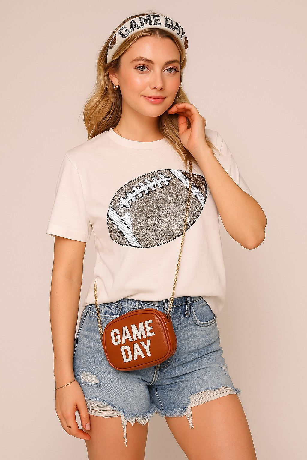 Game Day Football Patch T-shirt