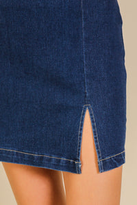 Rodeo Nights Stretch Dark Denim Skirt