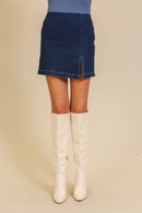 Rodeo Nights Stretch Dark Denim Skirt