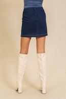 Rodeo Nights Stretch Dark Denim Skirt