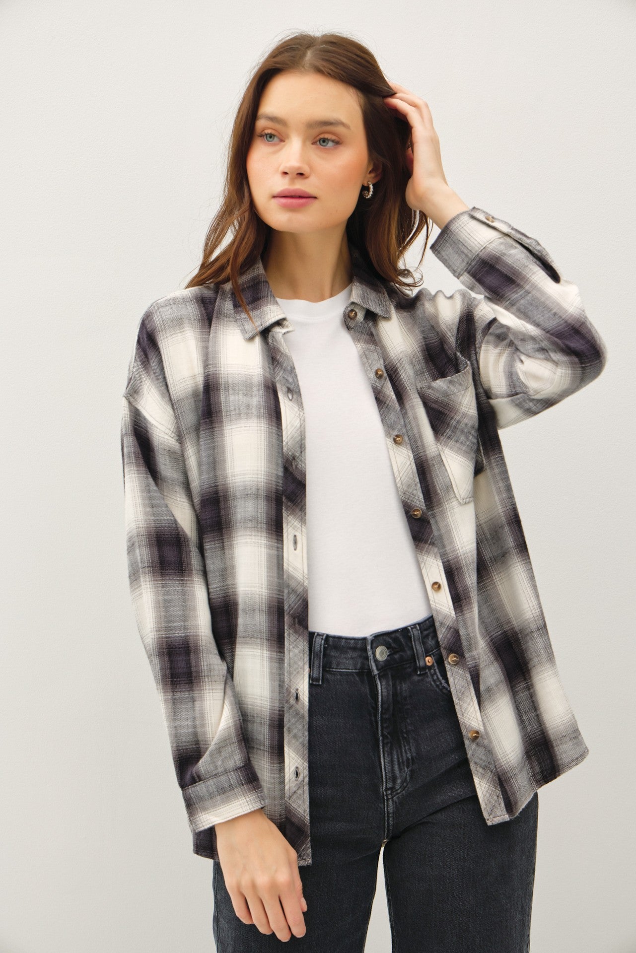 Ollie Charcoal Flannel