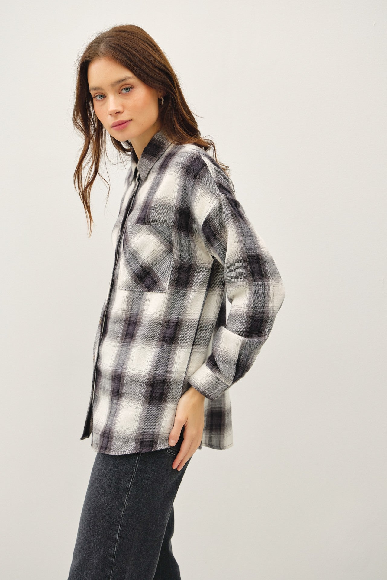 Ollie Charcoal Flannel