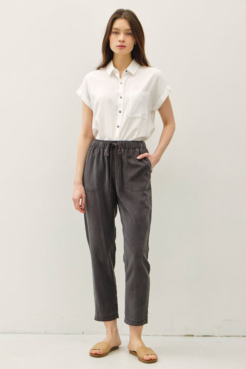 Essential Tencel Tappered Pants Charcoal