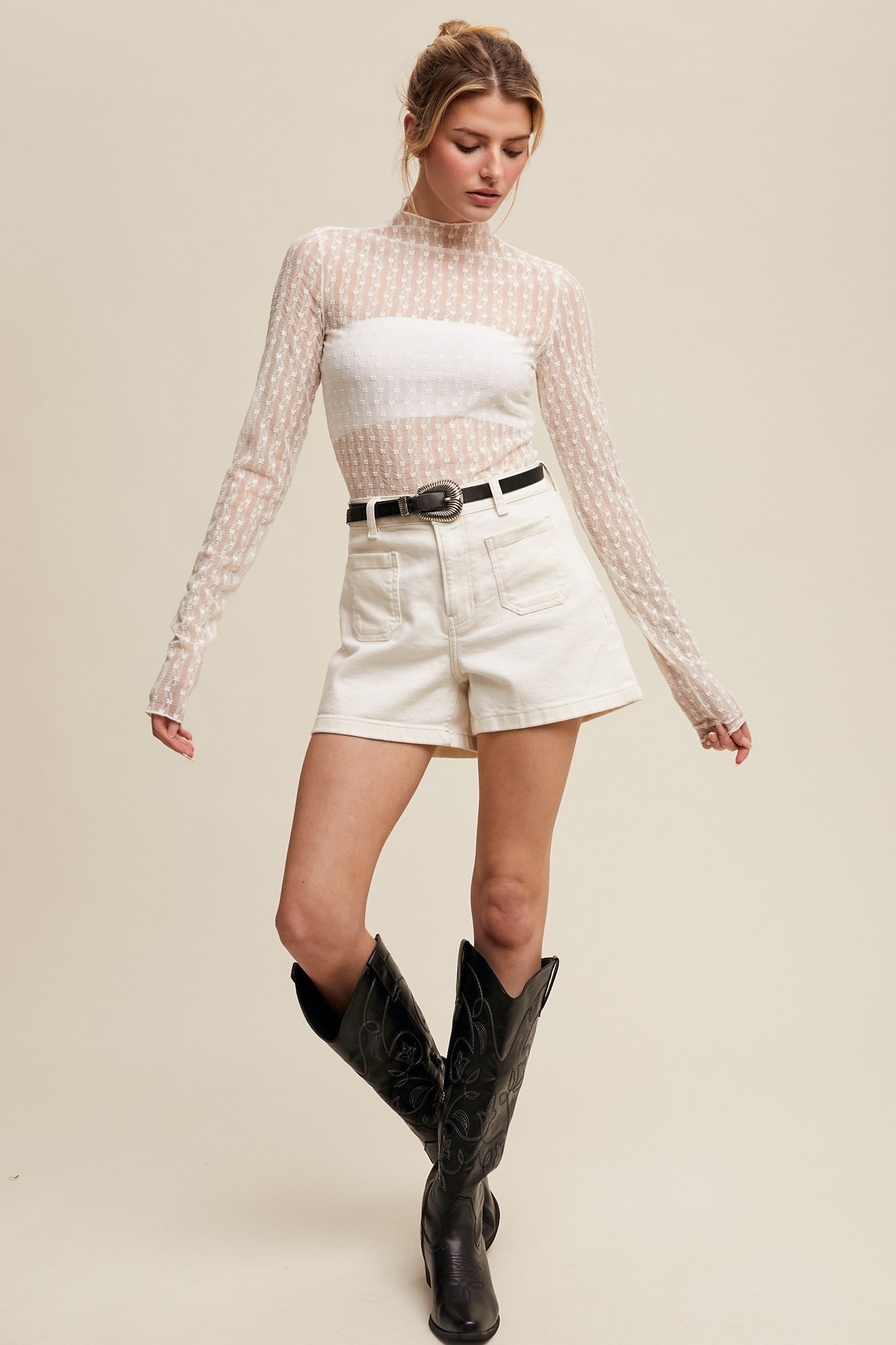 Sophie Sheer Top Ecru