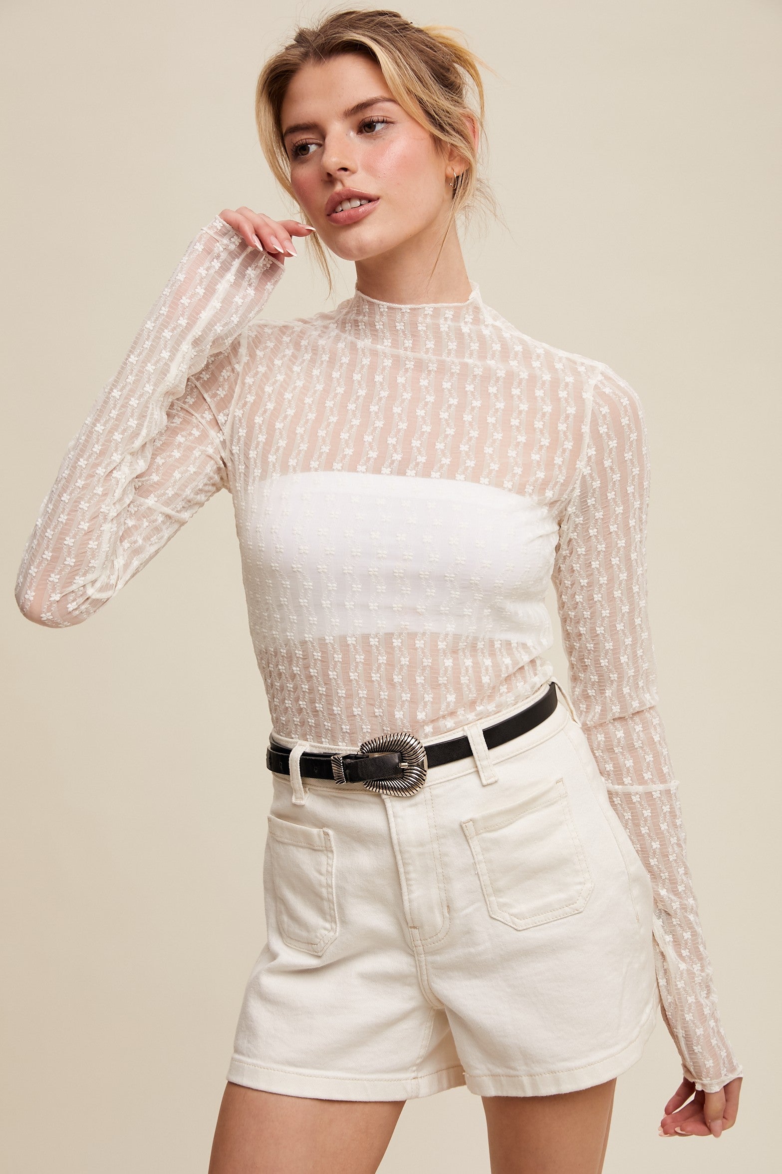 Sophie Sheer Top Ecru