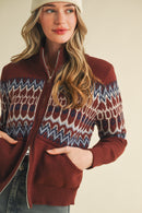 Fair Isle Zip Up Sweater Cardigan