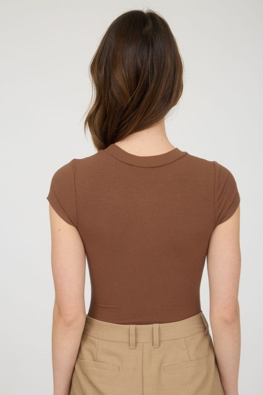 Essential Rib Bodysuit Brown