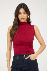 North Ruched Tank Deep Red