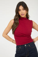 North Ruched Tank Deep Red