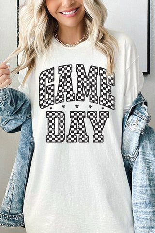 Checkered Game Day Graphic Heavy Cotton Tee Black