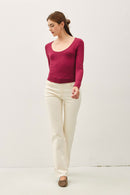 Basic Long Sleeve Top Merlot