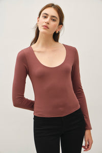 Basic Long Sleeve Top Chocolate