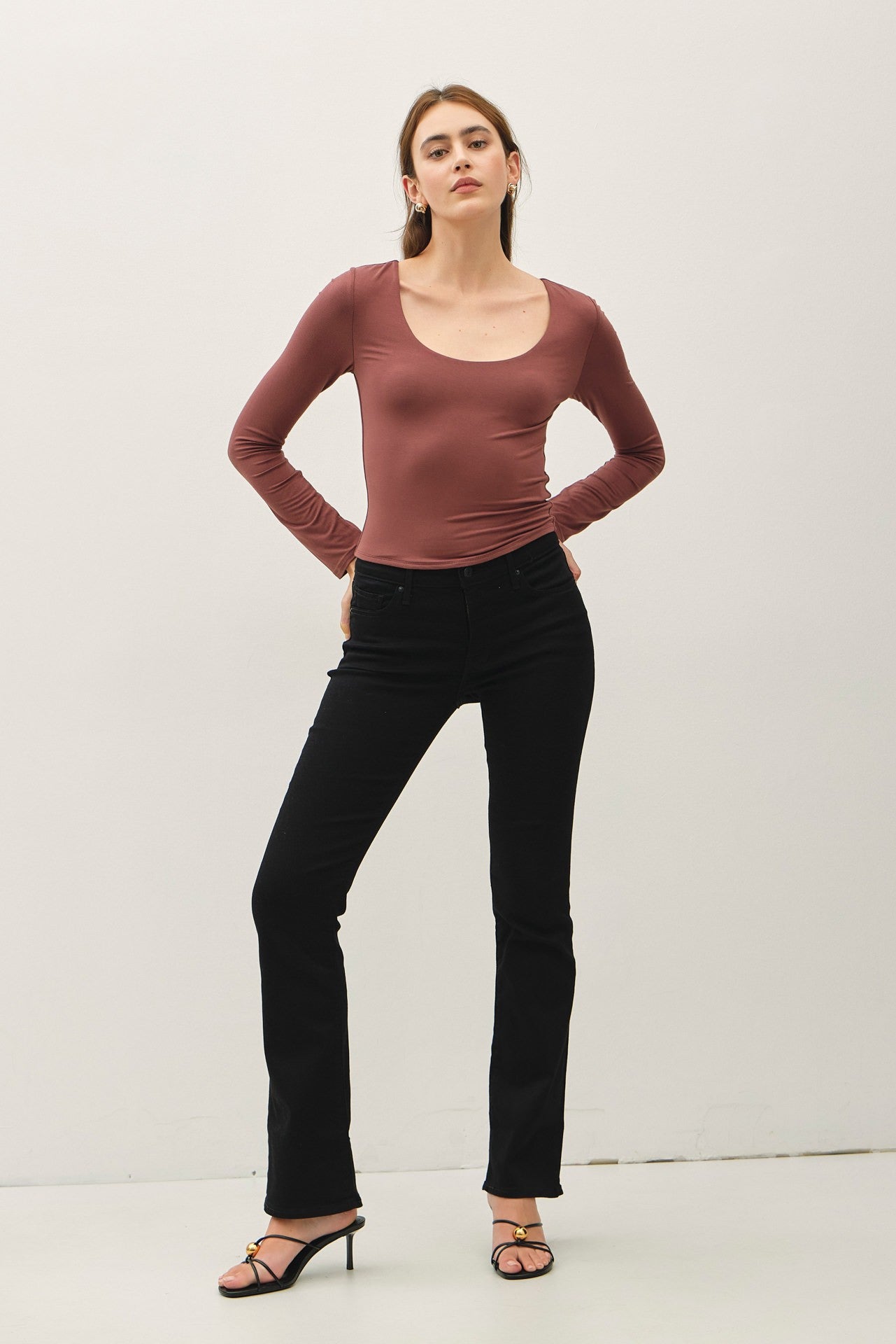 Basic Long Sleeve Top Chocolate