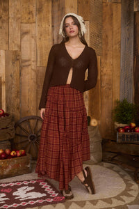 River Plaid Midi Skirt